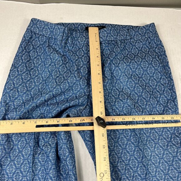 Etcetera Jaquard Dress Pants Blue Harlequin Print Trousers Preppy Straight Leg 6 - Picture 8 of 12